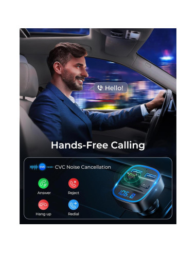 Transmisor FM Inalámbrico LENCENT T25 con Carga USB Doble