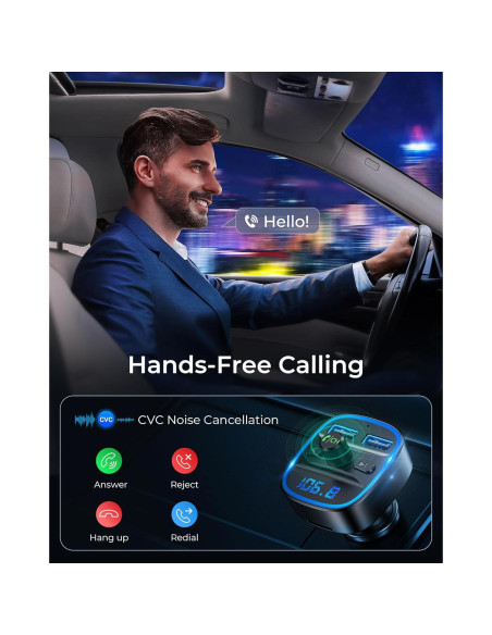 Transmisor FM Inalámbrico LENCENT T25 con Carga USB Doble