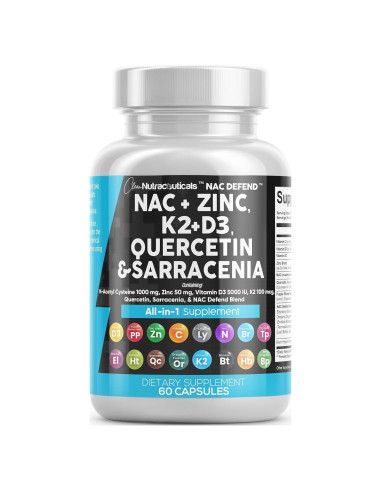 Suplemento NAC 1000mg Clean Nutraceuticals D3 K2 Zinc Quercetina