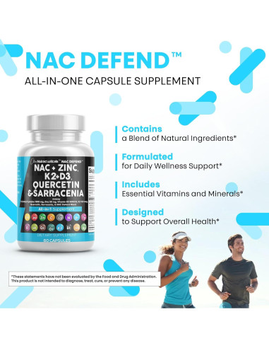 Suplemento NAC 1000mg Clean Nutraceuticals D3 K2 Zinc Quercetina