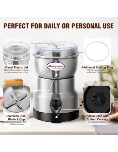 Molinillo de Café Eléctrico Moongiantgo 200W Mini Plata 2