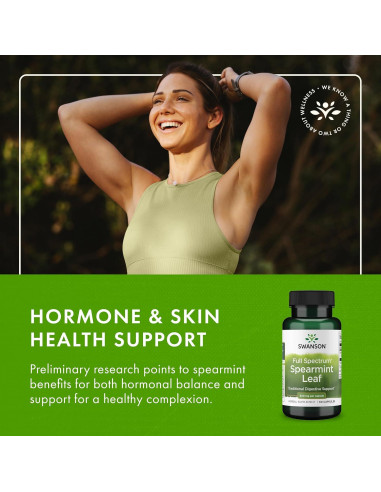 Suplemento de Hoja de Menta Verde Swanson 400mg - 60 Cápsulas