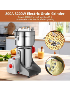 Molino de Granos Eléctrico OMISTAR 3200W Acero Inoxidable 4.7kg 2