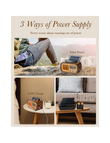 Radio Portátil PRUNUS J-150 AM FM Bluetooth Retro 0.54 kg