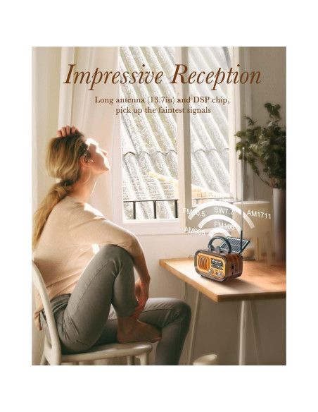 Radio Portátil PRUNUS J-150 AM FM Bluetooth Retro 0.54 kg