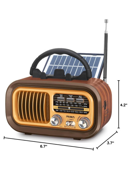 Radio Portátil PRUNUS J-150 AM FM Bluetooth Retro 0.54 kg