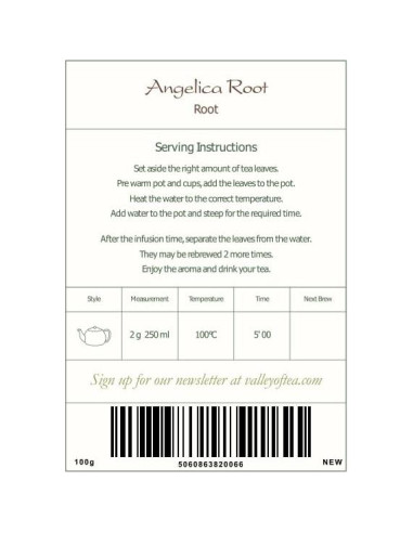 Té Orgánico de Raíz de Angélica 100g - Valley of Tea
