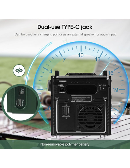 Receptor de Radio Retekess TR113 AM FM SSB Bluetooth 1600 Presets