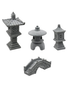 Set de 4 Figuras Miniatura de Pagoda de Piedra Tsnamay