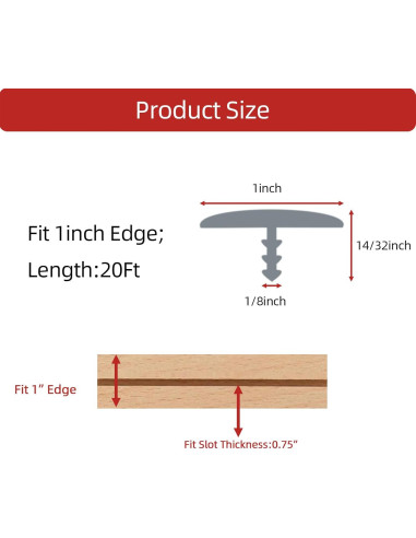 Moldura de goma T Aroilder 20 pies gris para estantes