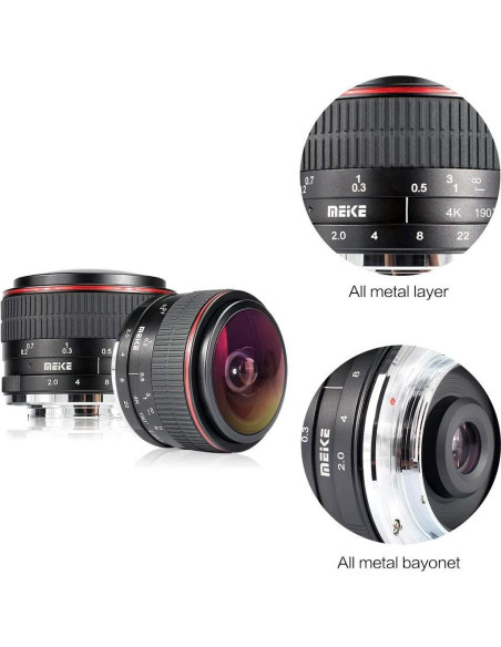 Lente Ojo de Pez MEKE 6.5mm f2.0 para Cámaras Sony