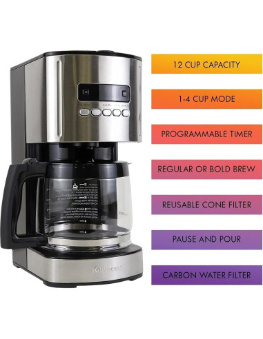 Cafetera Programable Kenmore 12 Tazas Acero Inoxidable