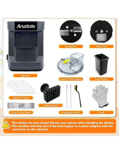 Cortador de Verduras Eléctrico Anatole CFP-1 100W Acero Inoxidable