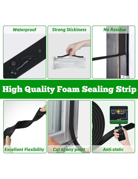 Burlete de Puerta KAIYUER 2 Rollos 10m Espuma Insonorizante