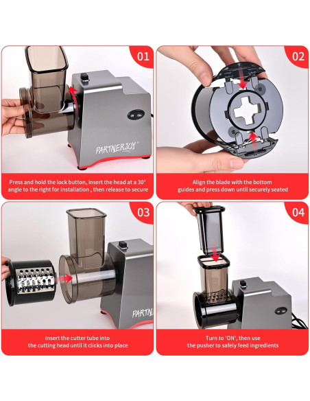 Rallador de Queso Eléctrico 7 en 1 PARTNERJOY 250W Rallador de Queso Eléctrico 7 en 1 PARTNERJOY 250W