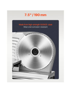 Cortadora de Carne Eléctrica VEVOR 180W 7.5" Acero Inoxidable 2