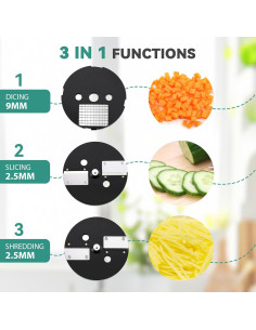 Picadora Eléctrica Newhai DZ-10 3 en 1 para Verduras y Frutas 2