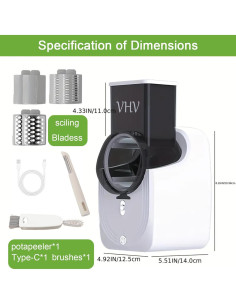 Cortador de Verduras Eléctrico VHV 1.47 kg Blanco 2