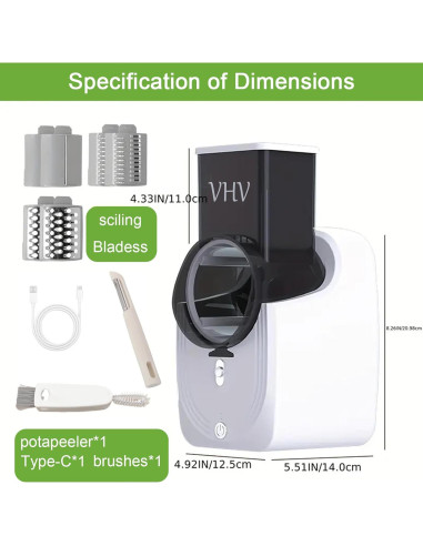 Cortador de Verduras Eléctrico VHV 1.47 kg Blanco