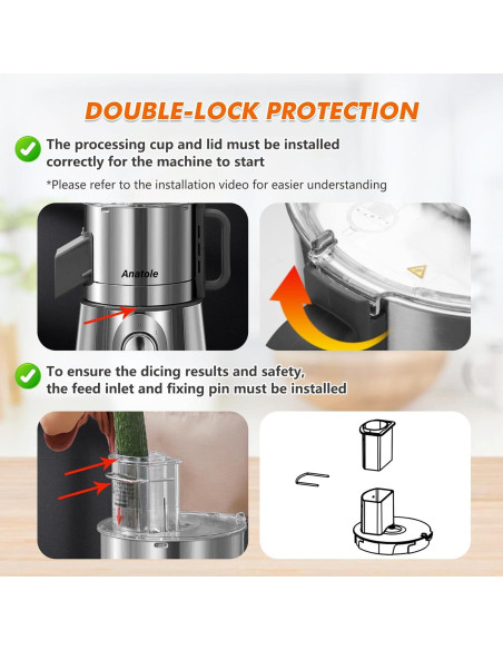 Cortador de Verduras Eléctrico Anatole 16 Tazas 300W Acero Inoxidable