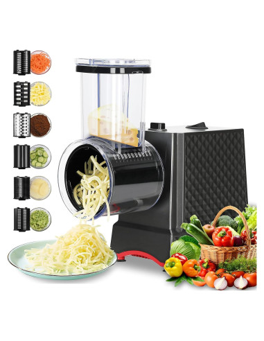 Rallador de Queso Eléctrico YOTAN 250W 6 en 1 Acero Inoxidable