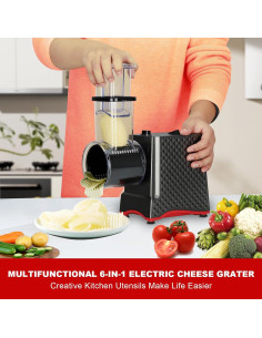 Rallador de Queso Eléctrico YOTAN 250W 6 en 1 Acero Inoxidable 2