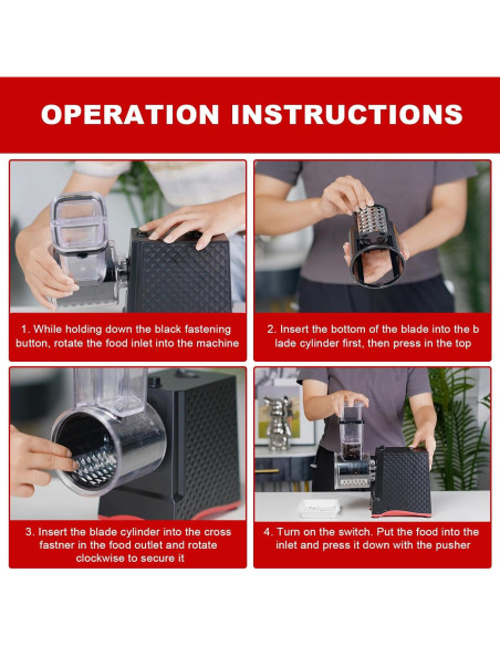 Rallador de Queso Eléctrico YOTAN 250W 6 en 1 Acero Inoxidable Rallador de Queso Eléctrico YOTAN 250W 6 en 1 Acero Inoxidable