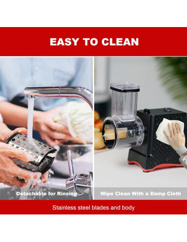 Rallador de Queso Eléctrico YOTAN 250W 6 en 1 Acero Inoxidable