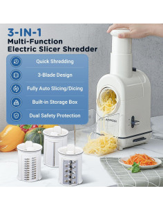 Rallador de Queso Eléctrico AAOBOSI 3 Cuchillas Inoxidable 2