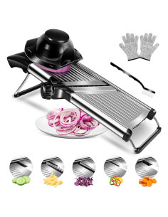 Cortador de Alimentos Mandolina MASTERTOP Acero Inoxidable 5 Cuchillas