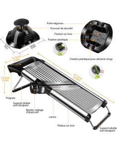 Cortador de Alimentos Mandolina MASTERTOP Acero Inoxidable 5 Cuchillas 2