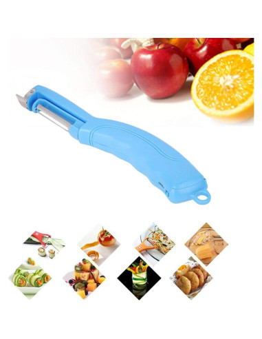 Pelador de Verduras Eléctrico Maxmartt Azul, Cuchilla Inoxidable