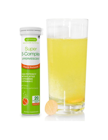Suplemento Efervescente de Vitaminas B Igennus 20 Tabletas Naranja