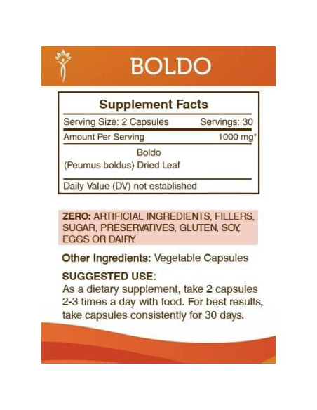 Cápsulas Boldo 1000 mg Secretos de la Tribu - 60 Unidades