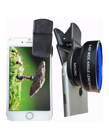 Kit de Lentes de Cámara Peanutech para iPhone y Samsung - Gran Angular 0.45x y Macro 12.5x
