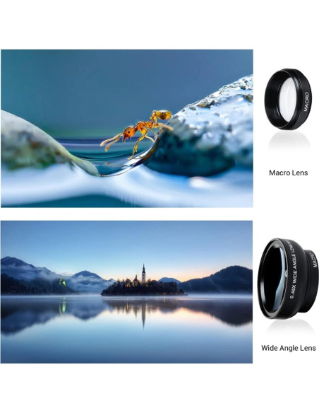 Kit de Lentes de Cámara Peanutech para iPhone y Samsung - Gran Angular 0.45x y Macro 12.5x