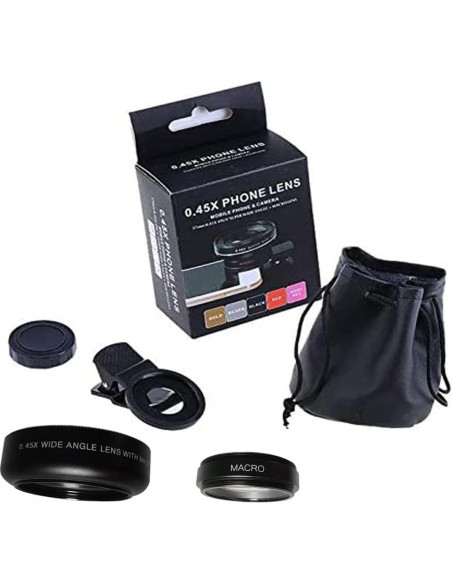 Kit de Lentes de Cámara Peanutech para iPhone y Samsung - Gran Angular 0.45x y Macro 12.5x