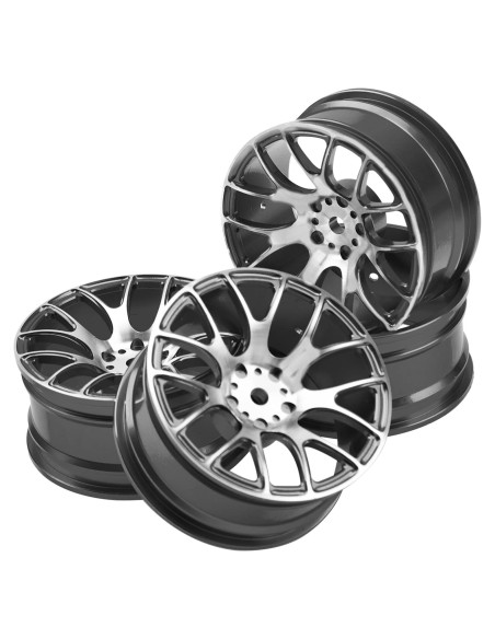 4 Llantas de Metal 12mm HIRCQOO para Coche RC 1/10 - Negro