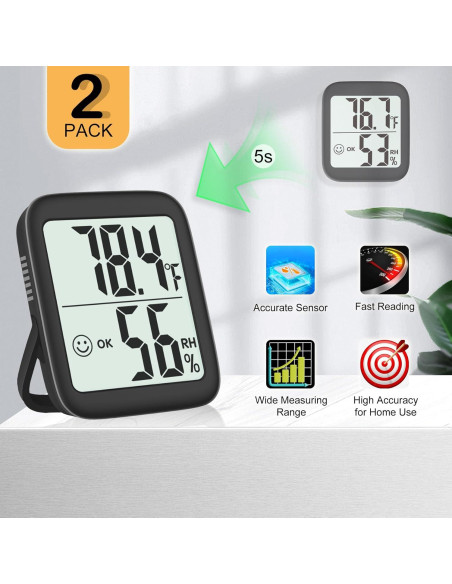 Higrómetro Termómetro Digital Antonki 2 Pack - Precisión Alta