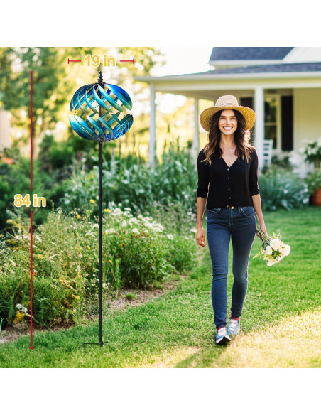 Girador de Viento Cinético LimeHill 210 cm Azul Metal