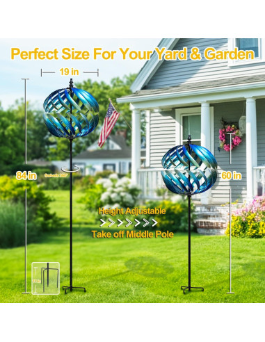 Girador de Viento Cinético LimeHill 210 cm Azul Metal