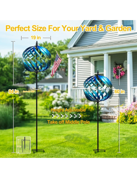 Girador de Viento Cinético LimeHill 210 cm Azul Metal