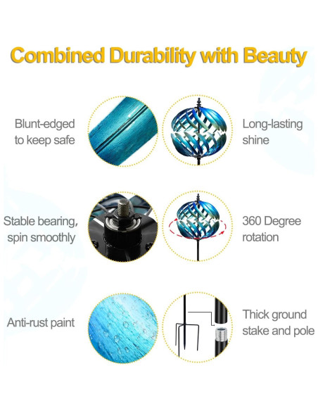 Girador de Viento Cinético LimeHill 210 cm Azul Metal