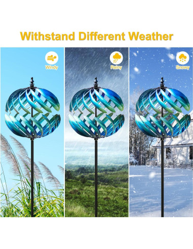 Girador de Viento Cinético LimeHill 210 cm Azul Metal