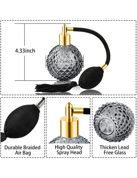 Botella de Perfume Vintage Lamoutor 100ml Negra Recargable