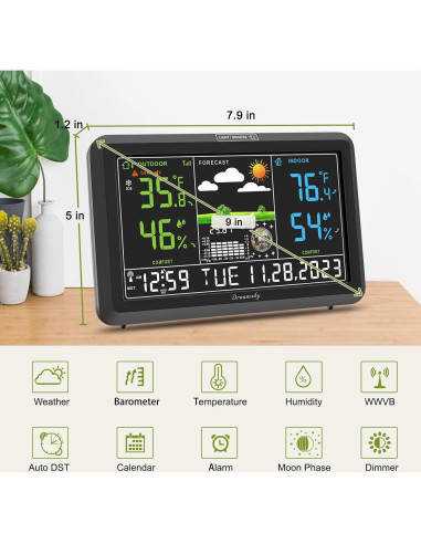 Estación Meteorológica DreamSky Inalámbrica con Reloj Atómico