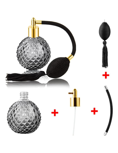 Botella de Perfume Vintage Lamoutor 100ml Negra Recargable