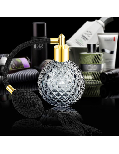 Botella de Perfume Vintage Lamoutor 100ml Negra Recargable