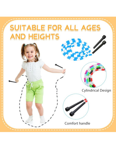 Cuerda de Salto Zubebe Ajustable 2.4m con Cuentas - 10 Piezas