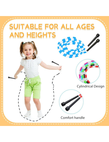 Cuerda de Salto Zubebe Ajustable 2.4m con Cuentas - 10 Piezas